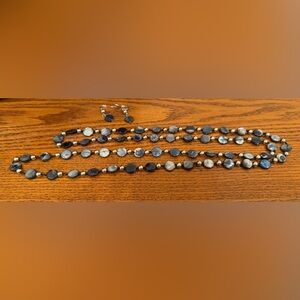 NWOT Blue and Silver Beaded Necklace & Earrings